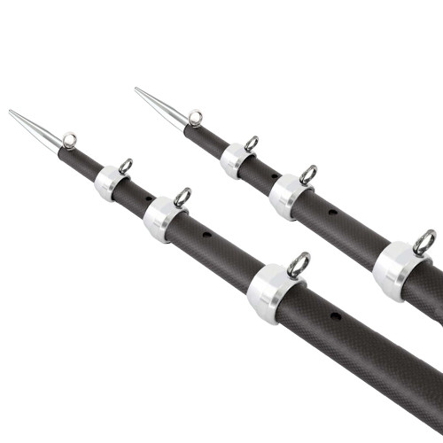 Tigress XD 3k Carbon Fiber Telescoping Outrigger Poles - 18 feet - Matte Black\/ Silver - Pair